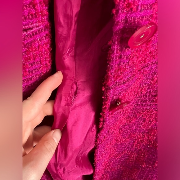 Escada Hot Pink Wool Tweed Coat, size 36 - Picture 5 of 10